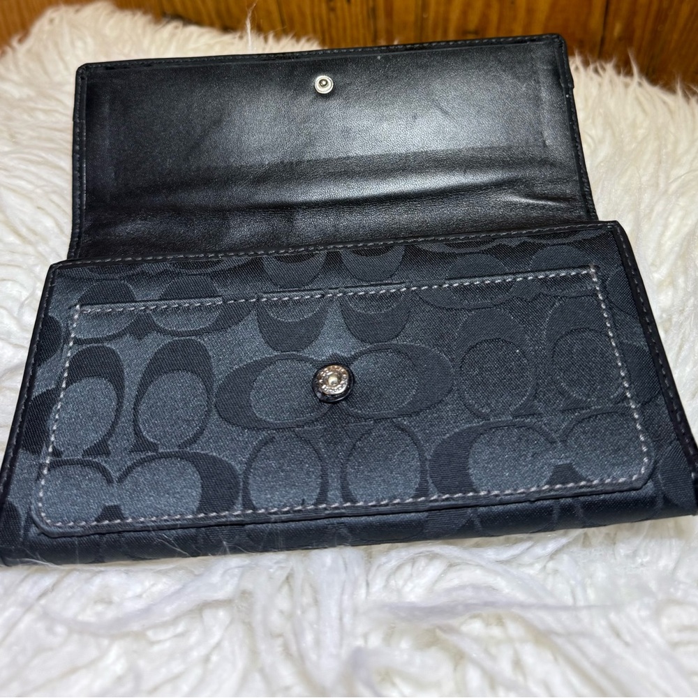 Vintage Coach Black Jacquard Leather Wallet Clutch - Picture 9 of 11